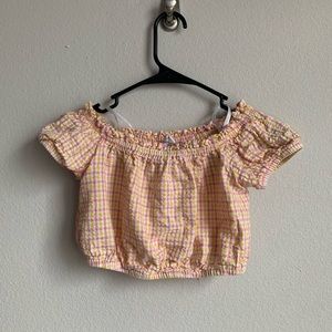 BCBG pink and yellow gingham crop top